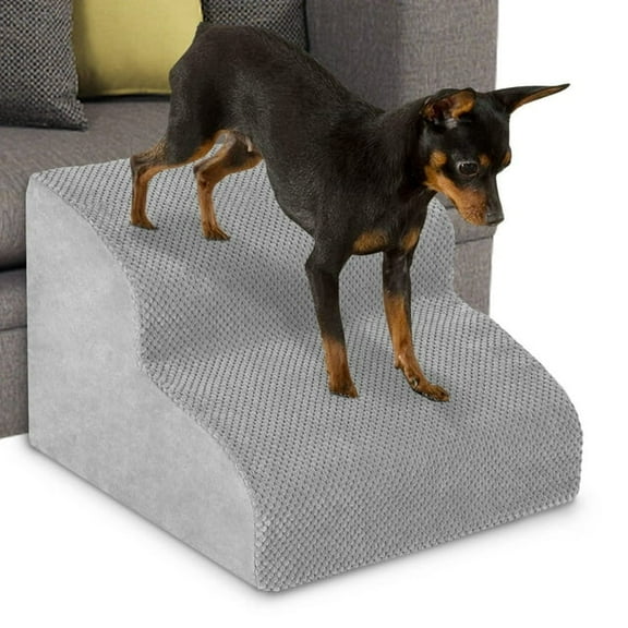 Smonter 2 Tiers High Density Foam Dog Steps, Gray