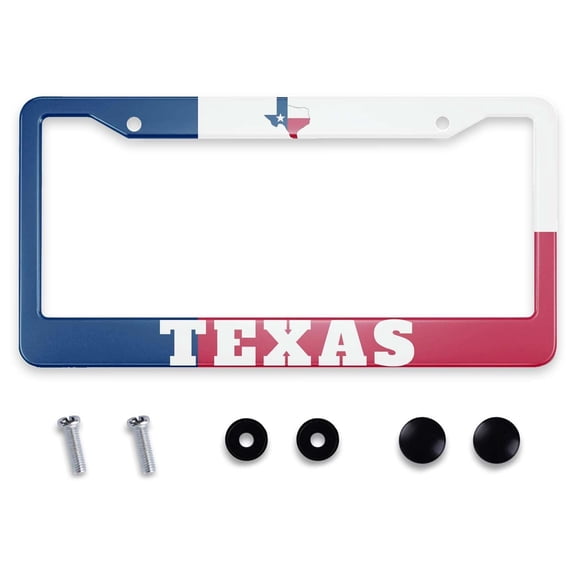 Smooffly Personalized License Plate Frame Stainless Steel Texas Flag License Plate Accessory Decorative 2 Holes and Screws Fits US Standard License Plates Size: 12.2 x 6.3 Inches for Men Women