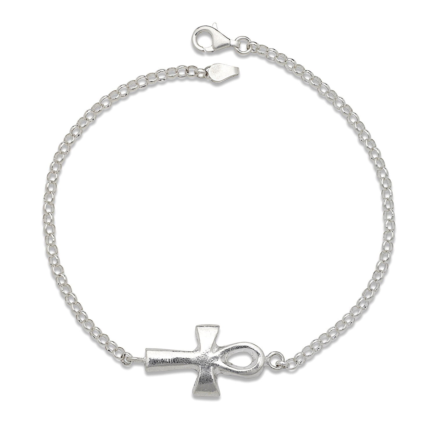 Smooth Ankh .925 Sterling Silver Anklet - 9