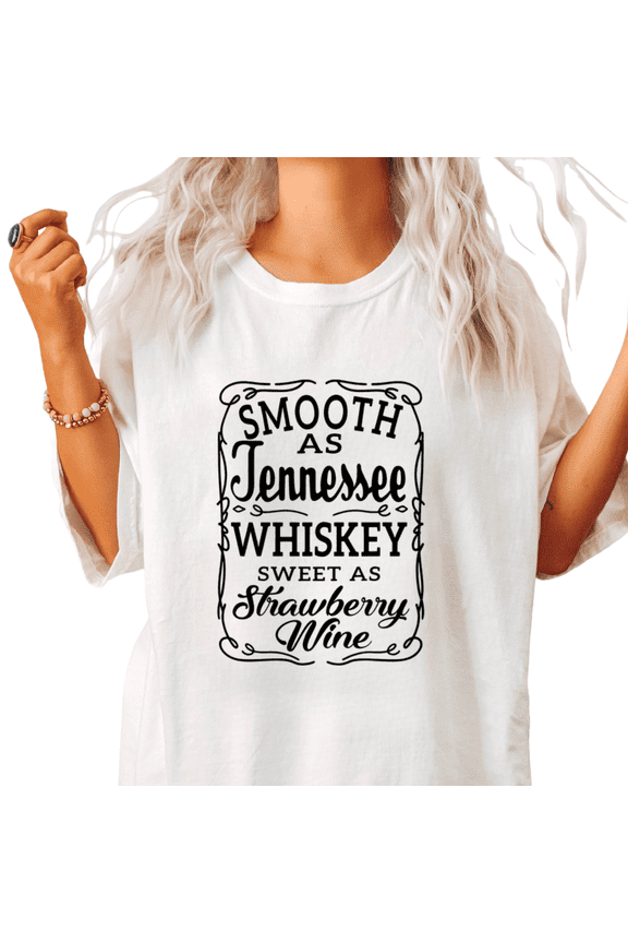 Smooth As Tennessee Whiskey Graphic Tees White S-5XL Country Music Slogan Casual Tops