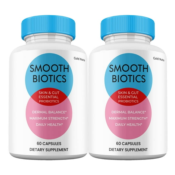Smooth Biotic Capsules, Smooth Biotic Supplement for Skin and Gut, Advanced Maximum Strength All Natural Probiotic Pills (2 Pack)