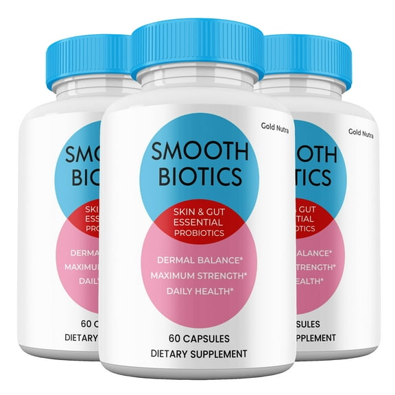 Smooth Biotic Capsules, Smooth Biotic Supplement for Skin and Gut, Advanced Maximum Strength All Natural Probiotic Pills (3 Pack)