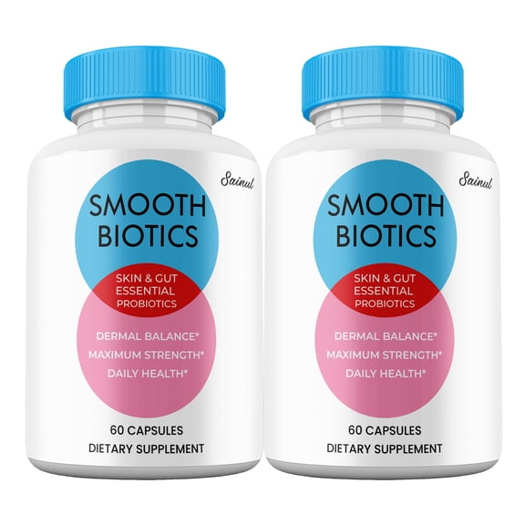 Smooth Biotic Capsules, SmoothBiotic Supplement Pills, Skin and Gut Health Probiotic, All Natural Advanced Formula (2 Pack)