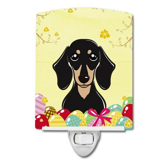 Smooth Black & Tan Dachshund Easter Egg Hunt Ceramic Night Light