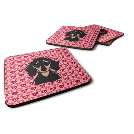 Smooth Black and Tan Dachshund Foam Coaster Set of 4