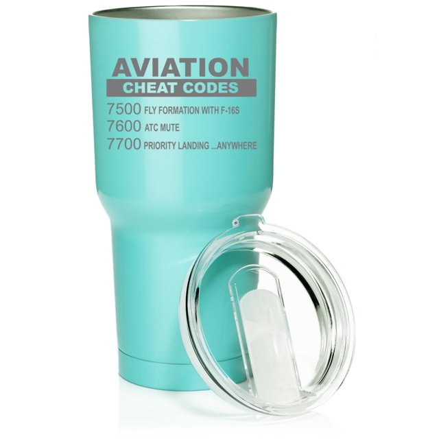 Smooth Body Tumbler Stainless Steel Vacuum Insulated Travel Mug Cup Gift Aviation Cheat Codes