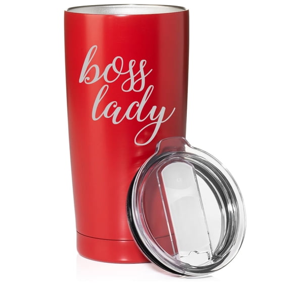 Smooth Body Tumbler Stainless Steel Vacuum Insulated Travel Mug Cup Gift Boss Lady (20 oz, Red)
