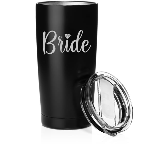 Smooth Body Tumbler Stainless Steel Vacuum Insulated Travel Mug Cup Gift Bride (20 oz, Matte Black)