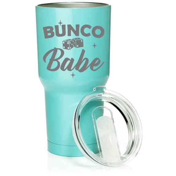 Smooth Body Tumbler Stainless Steel Vacuum Insulated Travel Mug Cup Gift Bunco Babe (30 oz, Teal)