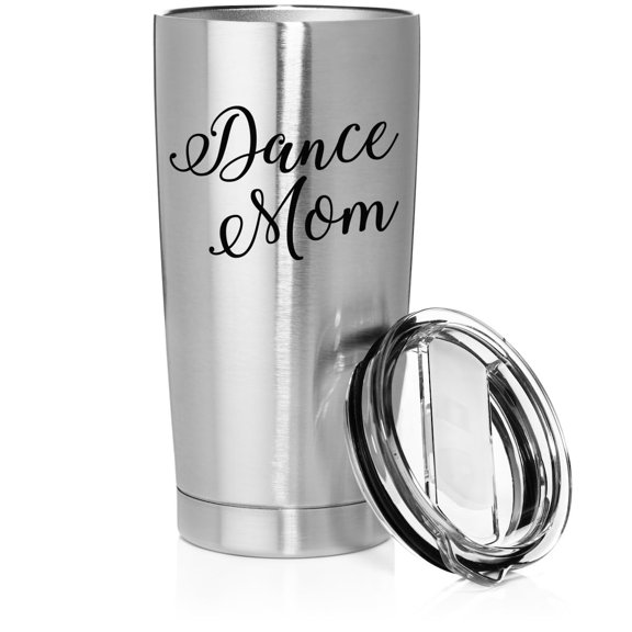 Smooth Body Tumbler Stainless Steel Vacuum Insulated Travel Mug Cup Gift Dance Mom Script (20 oz, Stainless Steel)