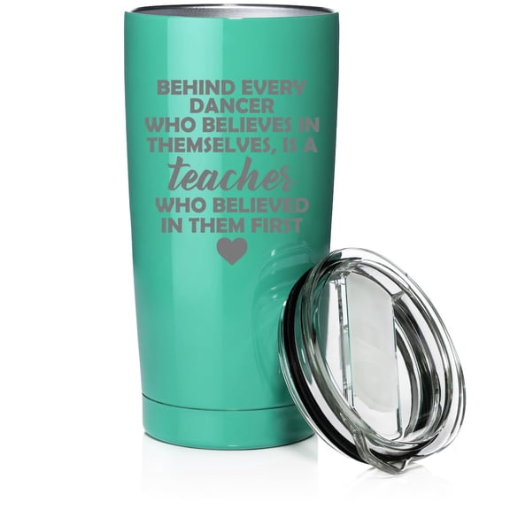 Smooth Body Tumbler Stainless Steel Vacuum Insulated Travel Mug Cup Gift Dance Teacher (20 oz, Teal)