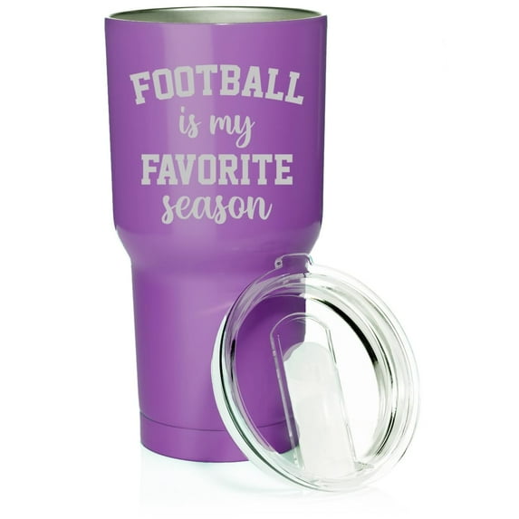 Smooth Body Tumbler Stainless Steel Vacuum Insulated Travel Mug Cup Gift Football Is My Favorite Season Football Mom (Purple, 30 oz)