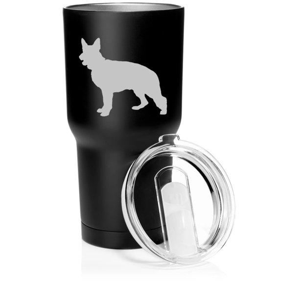 Smooth Body Tumbler Stainless Steel Vacuum Insulated Travel Mug Cup Gift German Shepherd (Black, 30 oz)