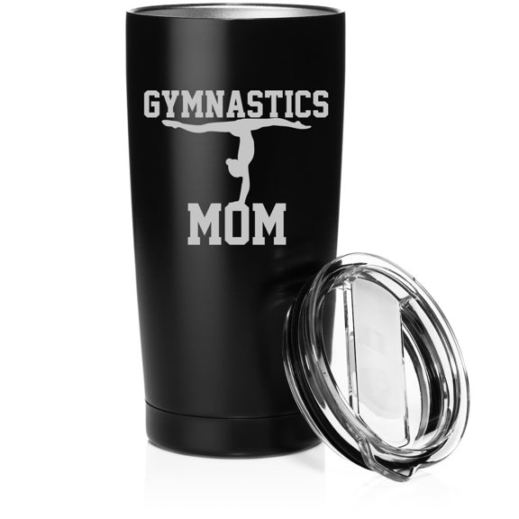 Smooth Body Tumbler Stainless Steel Vacuum Insulated Travel Mug Cup Gift Gymnastics Mom (Black, 20 oz)