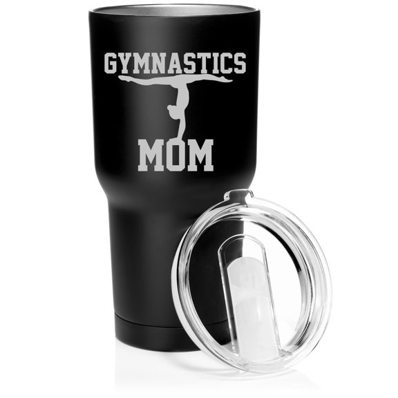 Smooth Body Tumbler Stainless Steel Vacuum Insulated Travel Mug Cup Gift Gymnastics Mom (Black, 30 oz)