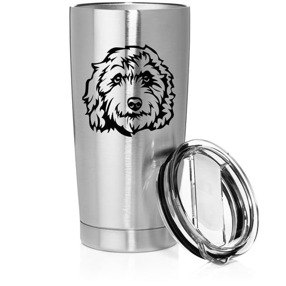 Smooth Body Tumbler Stainless Steel Vacuum Insulated Travel Mug Cup Gift Labradoodle Face (Stainless Steel, 20 oz)
