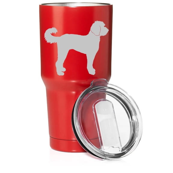 Smooth Body Tumbler Stainless Steel Vacuum Insulated Travel Mug Cup Gift Labradoodle (Red, 30 oz)