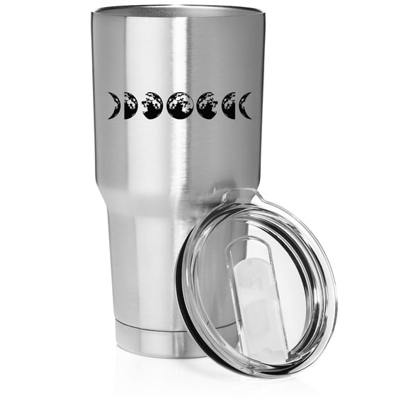 Smooth Body Tumbler Stainless Steel Vacuum Insulated Travel Mug Cup Gift Moon Phases (Stainless Steel, 30 oz)