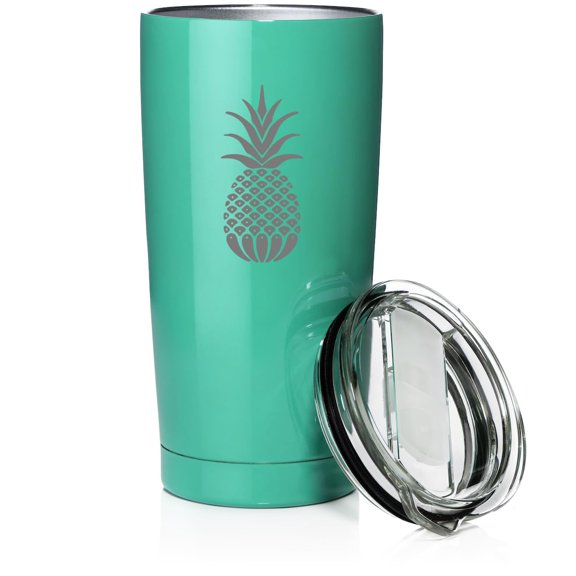 Smooth Body Tumbler Stainless Steel Vacuum Insulated Travel Mug Cup Gift Pineapple (Teal, 20 oz)