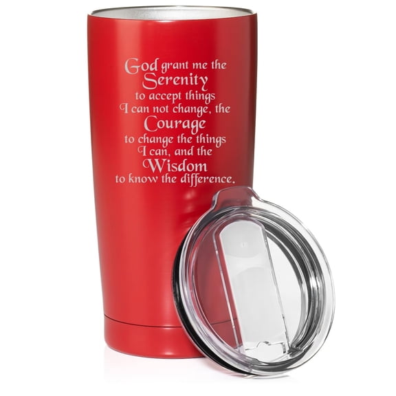 Smooth Body Tumbler Stainless Steel Vacuum Insulated Travel Mug Cup Gift Serenity Quote (Red, 20 oz)