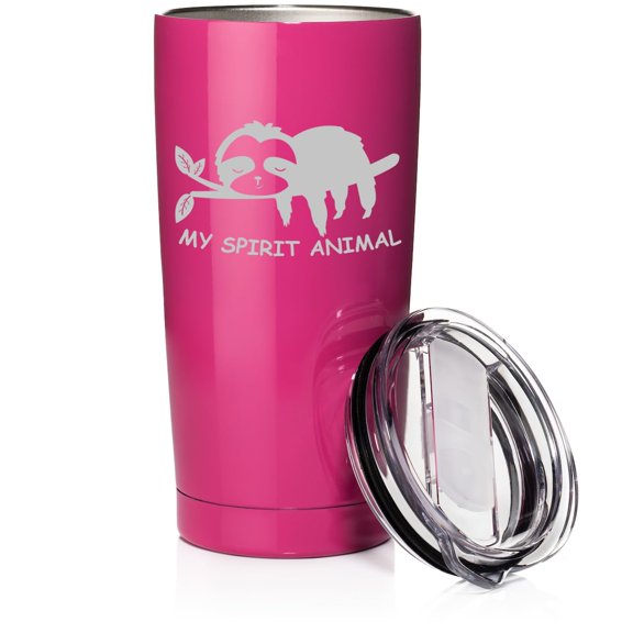 Smooth Body Tumbler Stainless Steel Vacuum Insulated Travel Mug Cup Gift Sloth My Spirit Animal Funny (Hot Pink, 20 oz)