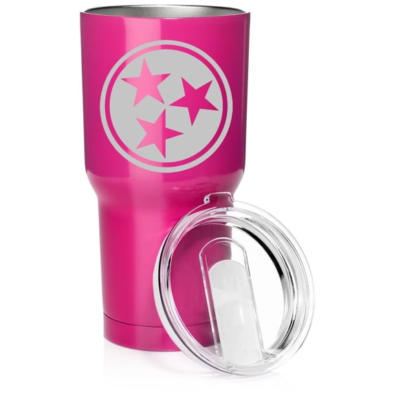 Smooth Body Tumbler Stainless Steel Vacuum Insulated Travel Mug Cup Gift Tennessee Flag (Hot Pink, 30 oz)