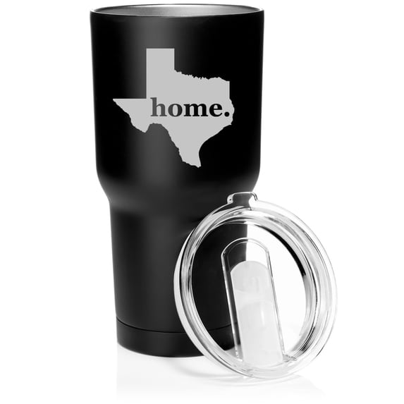 Smooth Body Tumbler Stainless Steel Vacuum Insulated Travel Mug Cup Gift Texas Home (Black, 30 oz)