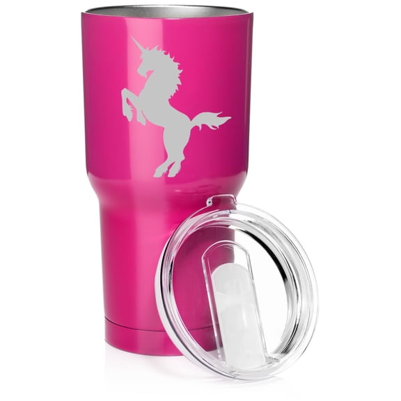 Smooth Body Tumbler Stainless Steel Vacuum Insulated Travel Mug Cup Gift Unicorn (Hot Pink, 30 oz)