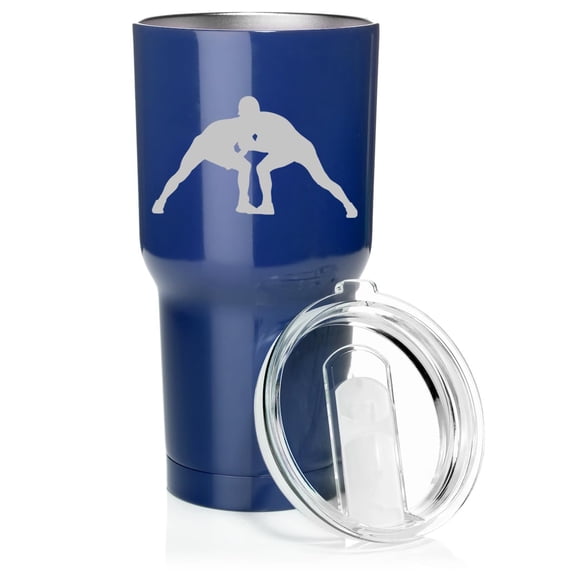 Smooth Body Tumbler Stainless Steel Vacuum Insulated Travel Mug Cup Gift Wrestle Wrestling (Blue, 30 oz)