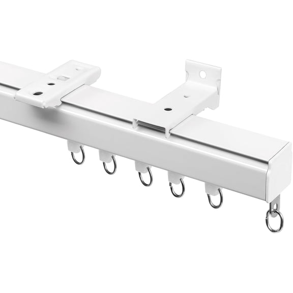 Smooth Ceiling Curtain Track with Roller Hooks, White, 9ft-12ft