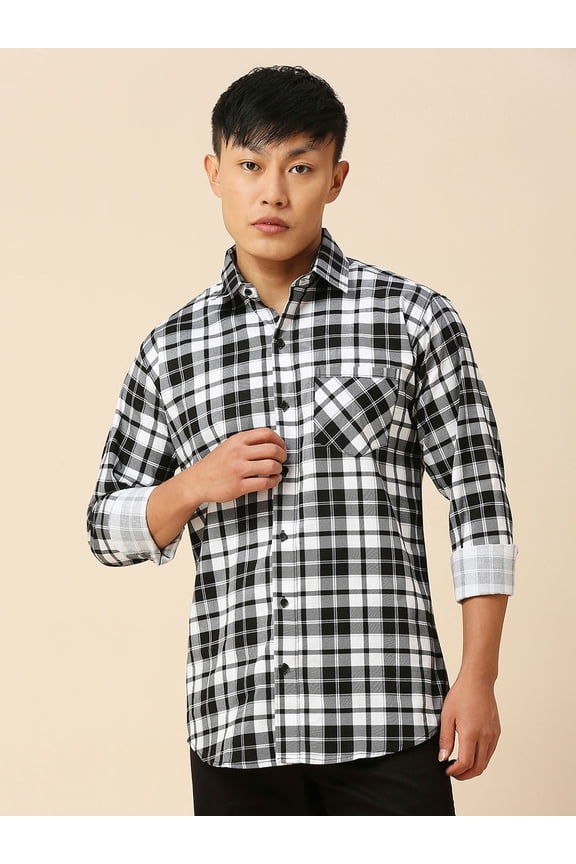 Smooth Checked Men's Shirts, Full Sleeves Button-Up Casual Shirt for Men, Sizes L