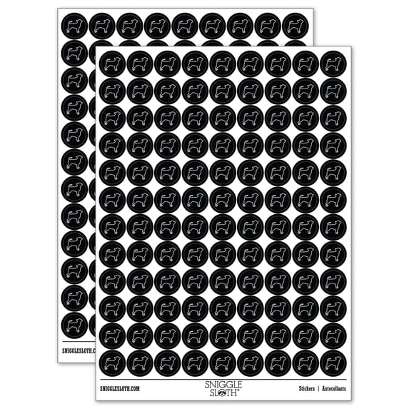 Smooth Coat Chihuahua Apple Head Dog Outline 200+ Round Stickers - Black - Gloss Finish - 0.50" Size