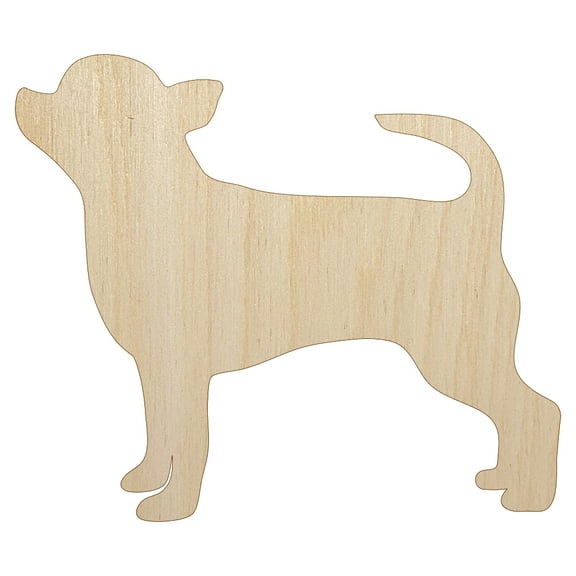 Smooth Coat Chihuahua Apple Head Dog Solid Wood Shape Unfinished Piece Cutout Craft DIY Projects - 4.70 Inch Size - 1/8 Inch Thick