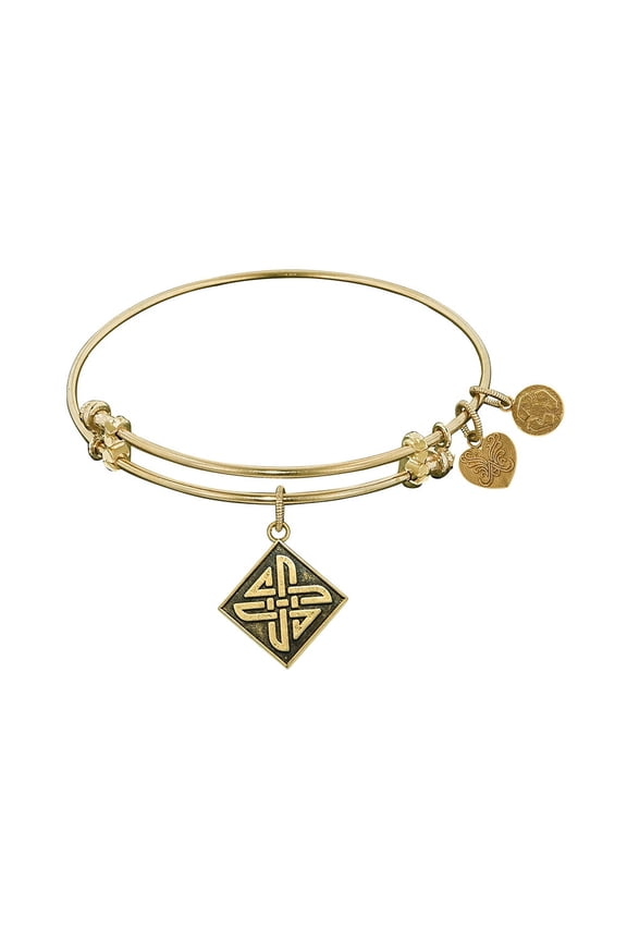 Smooth Finish Brass Celtic Square Knot Bangle Bracelet, 7.25