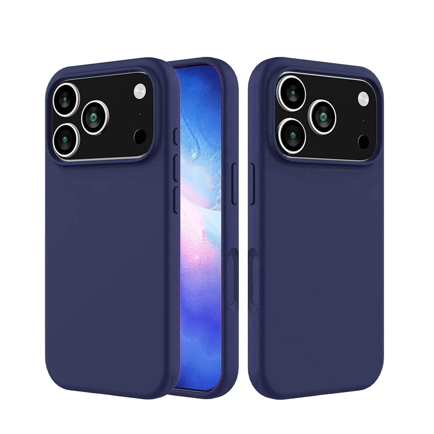 Smooth Finish Silicone Armor Case for iPhone 17 Pro Max - Navy Blue