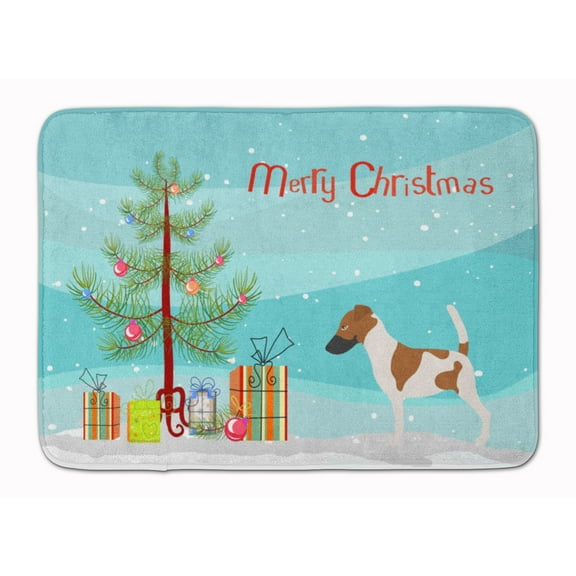 Smooth Fox Terrier Christmas Machine Washable Memory Foam Mat
