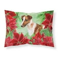 thumbnail image 1 of Smooth Fox Terrier Poinsettas Fabric Standard Pillowcase, 1 of 2
