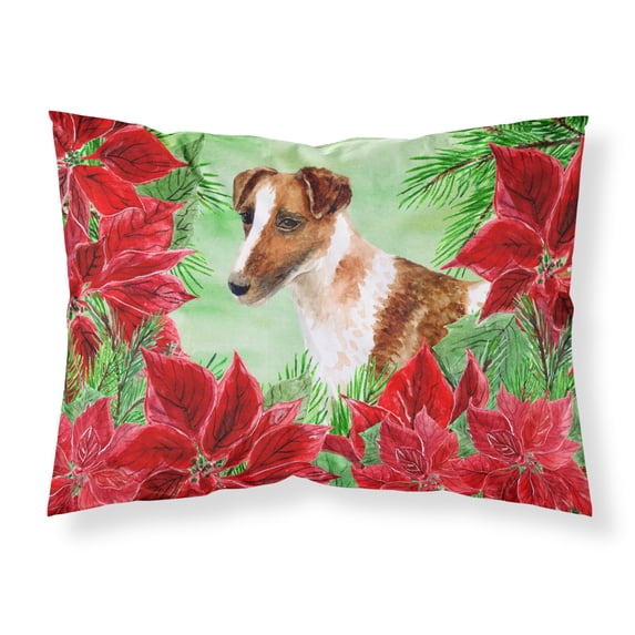 Smooth Fox Terrier Poinsettas Fabric Standard Pillowcase