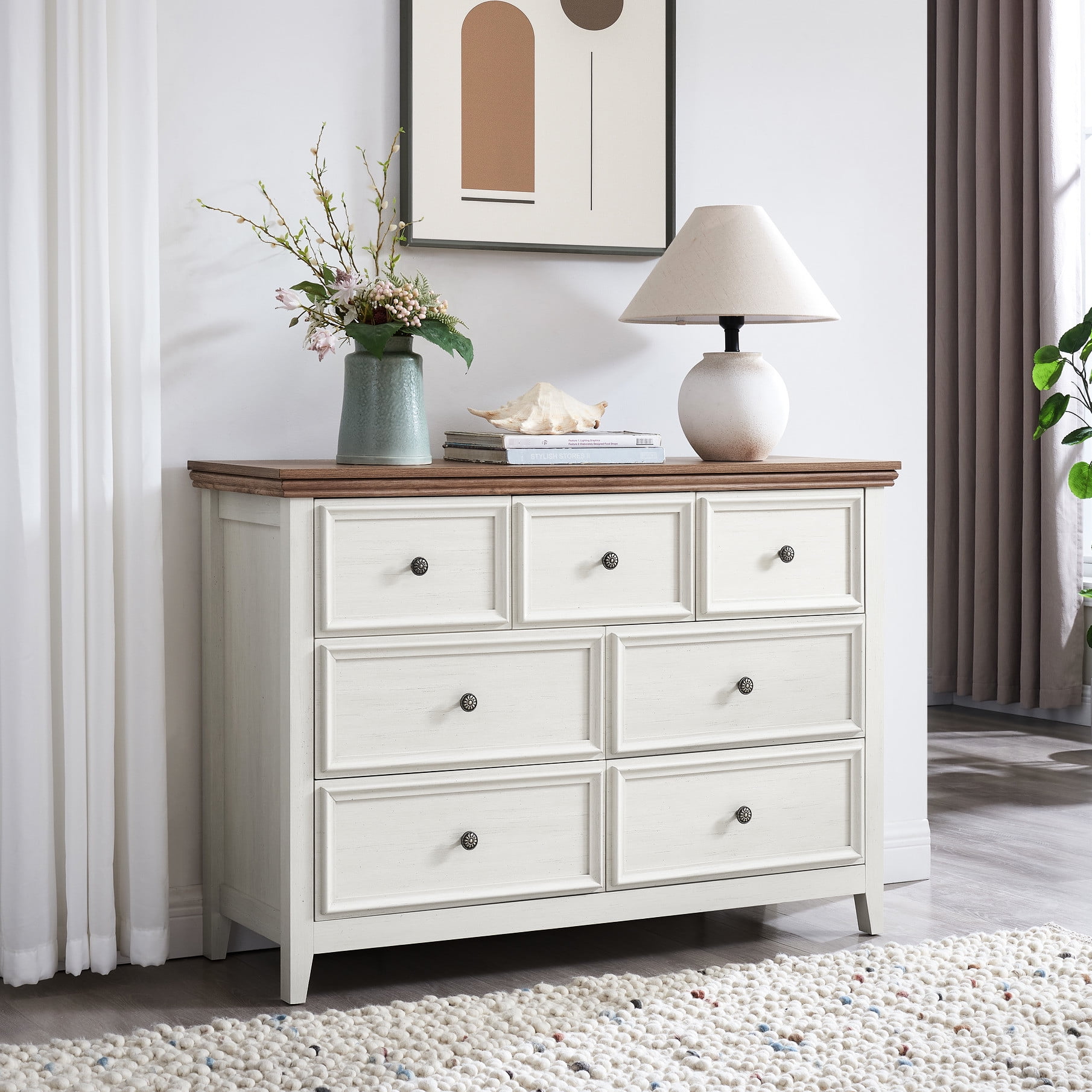 Smooth Glide 7 Drawer Closet+Classical Metal Handles Design""Personal