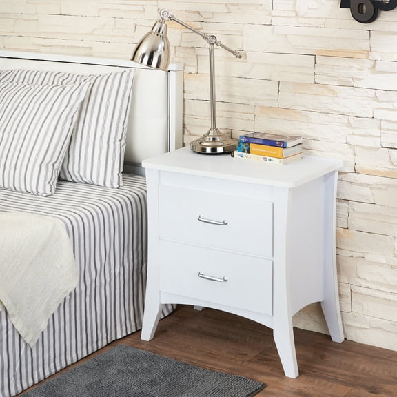 Smooth Glide Drawers / Bedroom Décor Essential / White Rectangular Nightstand