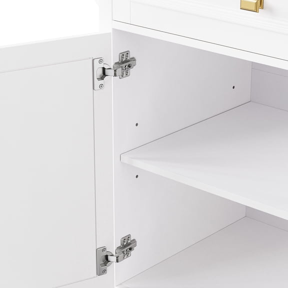 Smooth Gold Knobs & Embossed Panels - Adjustable Shelf Height - Kitchen Storage - Elegant & Organized Look