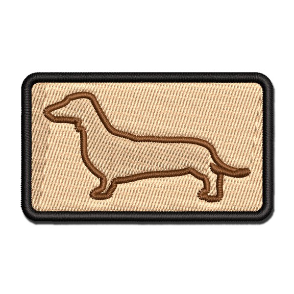 Smooth Haired Dachshund Dog Outline Applique Multi-Color Embroidered Iron-On Patch - 2.0 Inch Mini