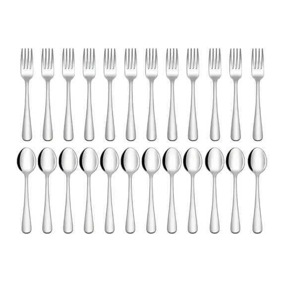 Smooth Handled Forks And Spoons Set Oval Spoons + Forks