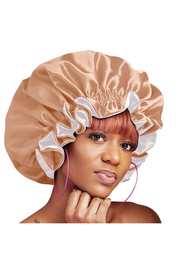 Smooth-Lined Sleep Cap for Women - Adjustable Night Hat with Gentle Edging for Hair,Khaki,One Size,Dailypoc