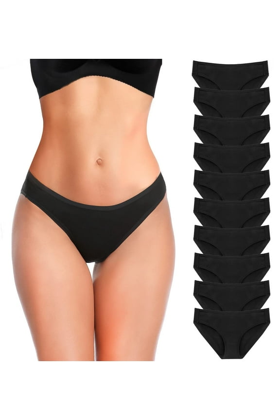 Smooth Low Rise Bikini Panties - Seamless Black Underwear for Women,Black Panties for Women (5/7/10 Pack)