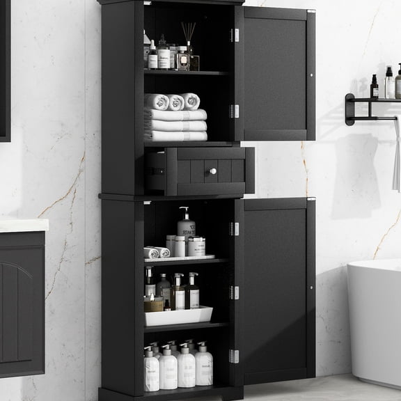 Smooth MDF surface - Adjustable height shelf - Bathroom item arrangement - Meet different storage requirements