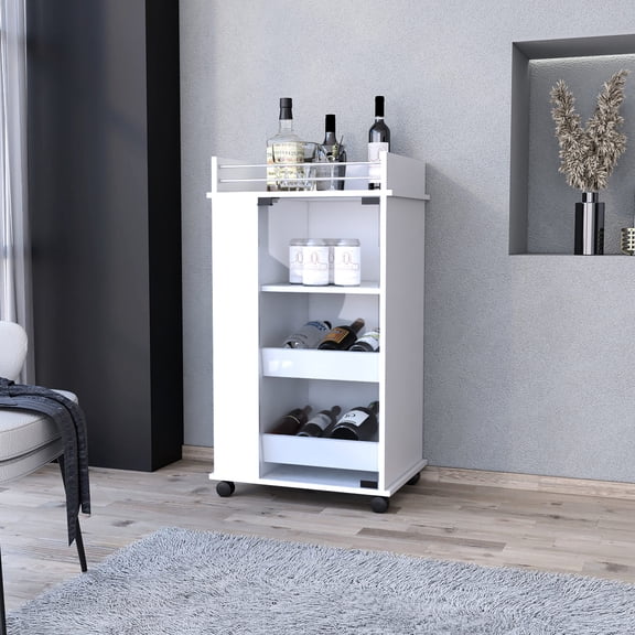Smooth - Moving and Well - Designed Shelves - Displaying Beverages on the Industrial Cart