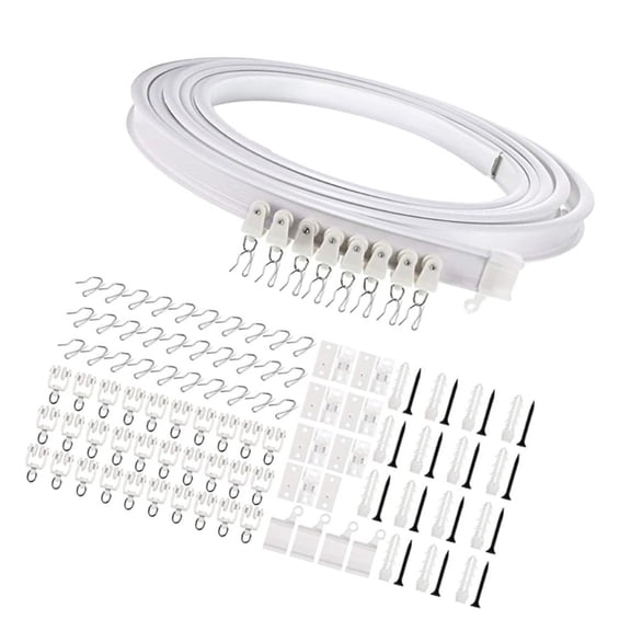 Smooth Operating 5 Meter Ceiling Curtain Track with Rollers and Brackets Kits for Seamlessly Window Drapery Installation