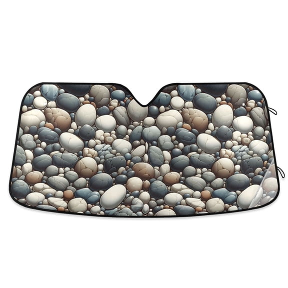 Smooth Pebble Car Windshield Sun Shade Foldable Car Front Window Visor Heat and UV Protection 53x23.5
