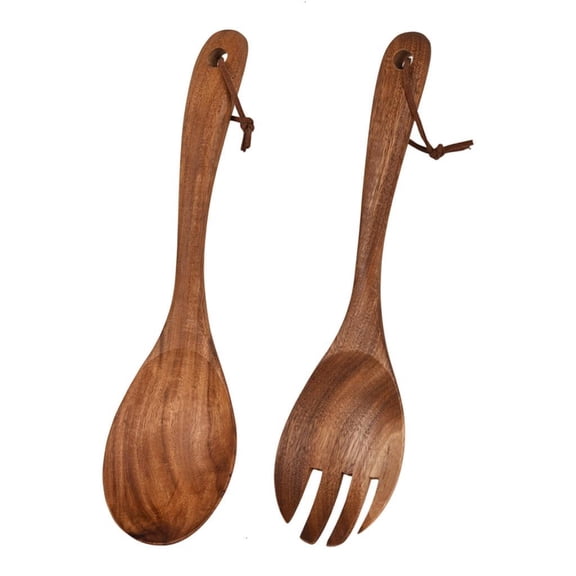 Smooth Polished Wooden Kitchenwares Spoon Fork Pair User friendly Kitchen Tool